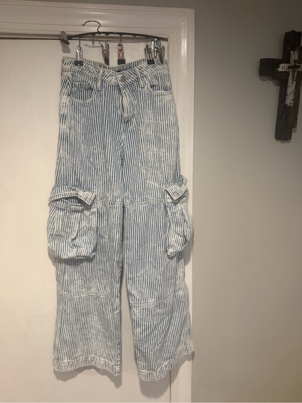 wild fable Blue & White Striped Cargo Jeans